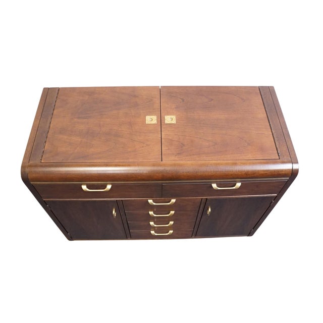 Late 20th Century Thomasville Furniture Founders Collection Asian Inspired 72" Flip-Top Server Buffet 22121 For Sale - Image 5 of 17