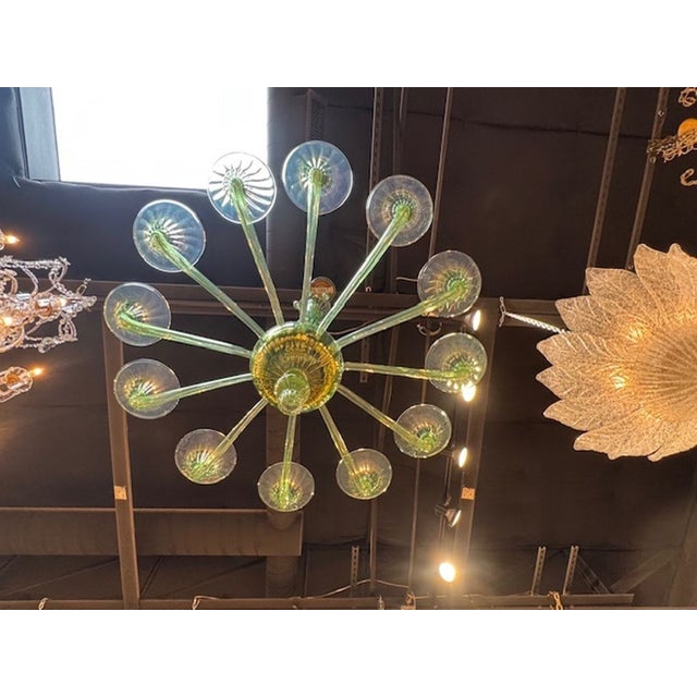 2000 - 2009 Murano Apple Green Chandelier For Sale - Image 5 of 7