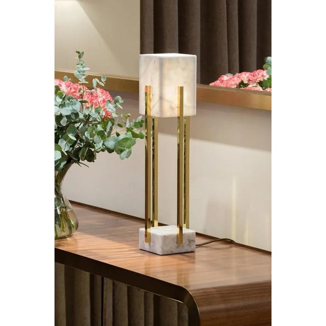 Not Yet Made - Made To Order Looshaus Carrara Marble and Brass Table Lamp by Insidherland For Sale - Image 5 of 6