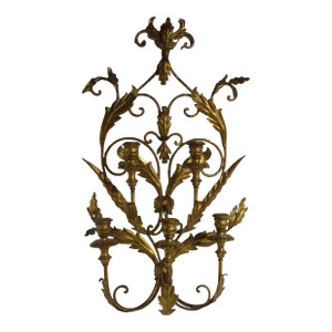 Vintage Italian Gold Leaf 5 Light Candle Sconce