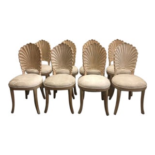 20th Century Grotto Style Shell Back Wood Carved Chairs, Set of 8 For Sale
