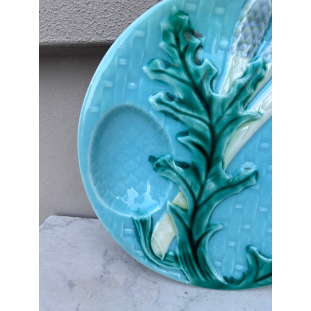 French Country Majolica Asparagus Plate Clairefontaine, Circa 1880 For Sale - Image 3 of 4