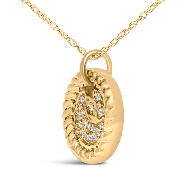 Haus of Brilliance 10K Yellow Gold Diamond Accent Crescent Moon Pendant Necklace For Sale - Image 4 of 4