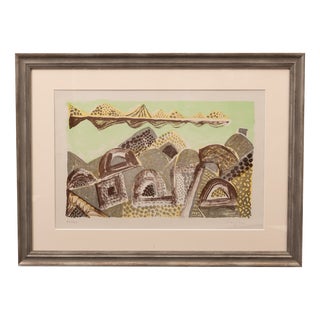 Eduard Bargheer, Village in the Desert, Color Lithograph For Sale
