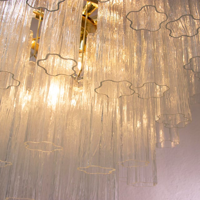 Murano Clear Glass Tronchi Chandelier, 1990s For Sale - Image 9 of 11