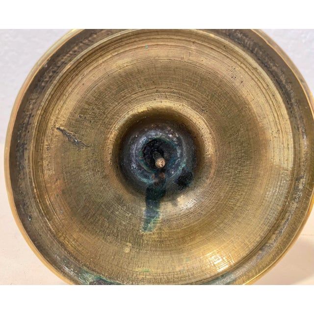 Brass Pair of Antique 19th Century Brass Push-Up Candlesticks From England For Sale - Image 8 of 9