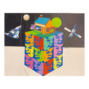 1980s Mary Jane Lunde Space and Television Painting