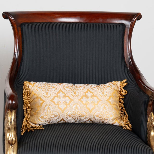 19th-Century Danish Mahogany Biedermeier Armchairs With Carved Swans For Sale - Image 4 of 18
