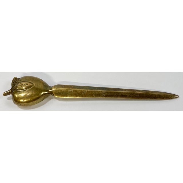 Vintage Brass Apple Letter Opener For Sale - Image 4 of 6