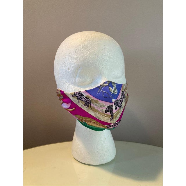 Magenta Hermes Vintage Tropiques Silk Scarf Face Covering For Sale - Image 8 of 8
