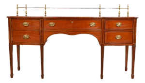 Kindel Furniture Federal Inlaid Mahogany Sideboard Credenza With Brass Gallery