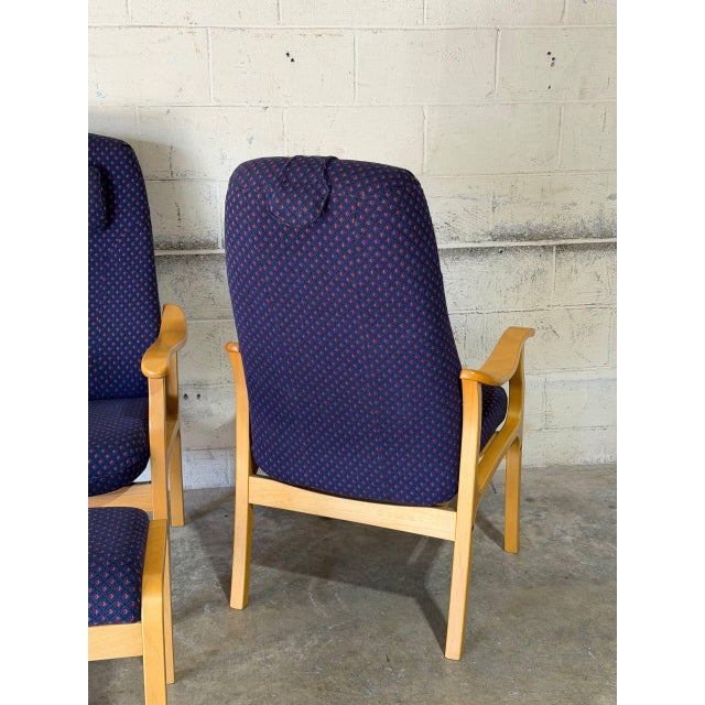 Bentwood High Back Lounge Chairs With Ottoman Set of 3 Vintage Mid-Century Modern 1970s For Sale - Image 11 of 11
