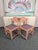 Stunning postmodern pair of Padova dining chairs by Hank Lowenstein. They feature lacquered pink frames with clean purple...