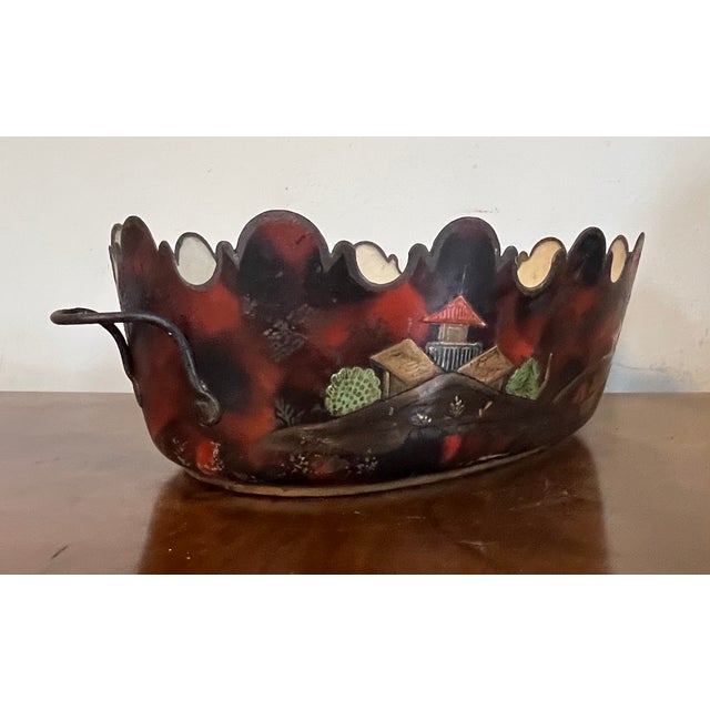 Metal Antique Early 19th Century French Chinoiserie Tole Monteith or Cachepot Jardiniere Circa 1820 For Sale - Image 7 of 13