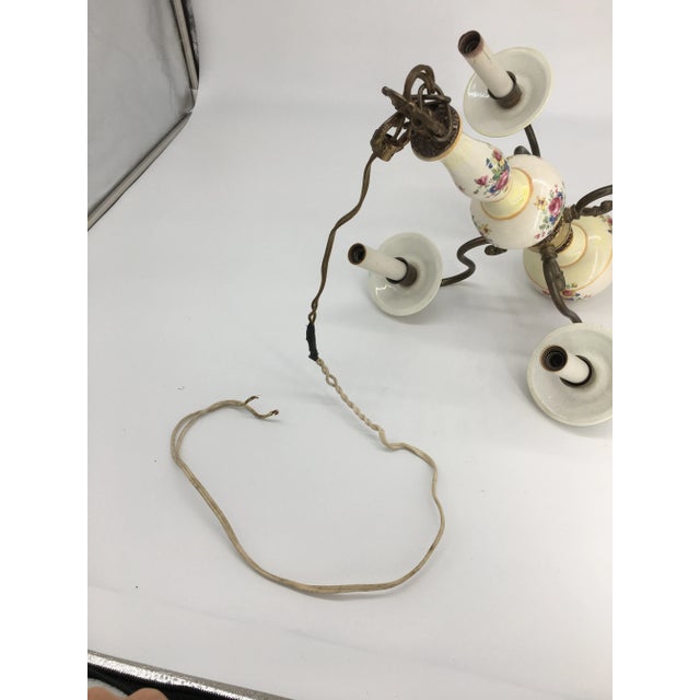 White Early 20th Century Floral Porcelain Chandelier For Sale - Image 8 of 12