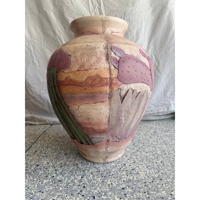 1980s Large 17" John Davis Studio Art Pottery Vase For Sale - Image 4 of 8