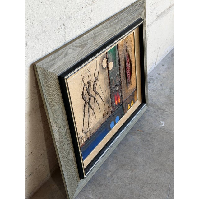1970s Per Dahl Abstract Expressionist Oil Painting Textured Canvas Wood Frame Denmark 1970s For Sale - Image 5 of 9