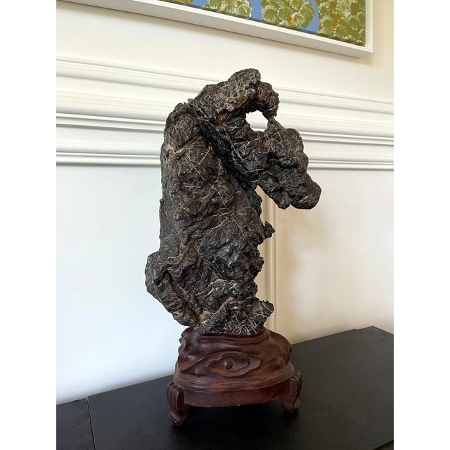 White Large and Substantial Chinese Scholar Rock on Display Stand For Sale - Image 8 of 18