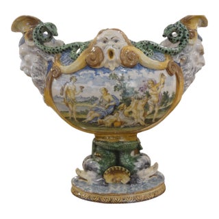 Early 20th Century Italian Majolica Urn For Sale