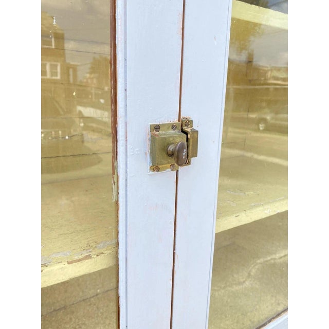 Early 20th Century Antique French Country Farmhouse White 2 Piece Step Back Hutch Kitchen Cupboard For Sale - Image 5 of 12