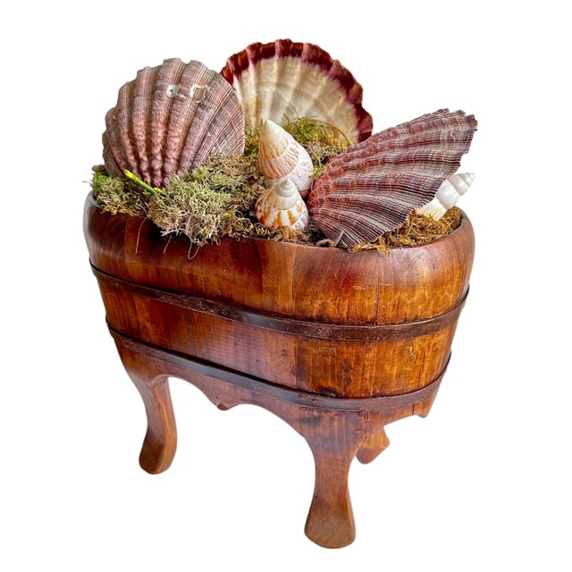 50s Chinese Wood Foot Tub Shell Collection Vase Natural Bowl Asian Chinoserie Vintage For Sale - Image 4 of 18