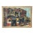 Vintage Impressionist Painting on Board of City Street Scene For Sale