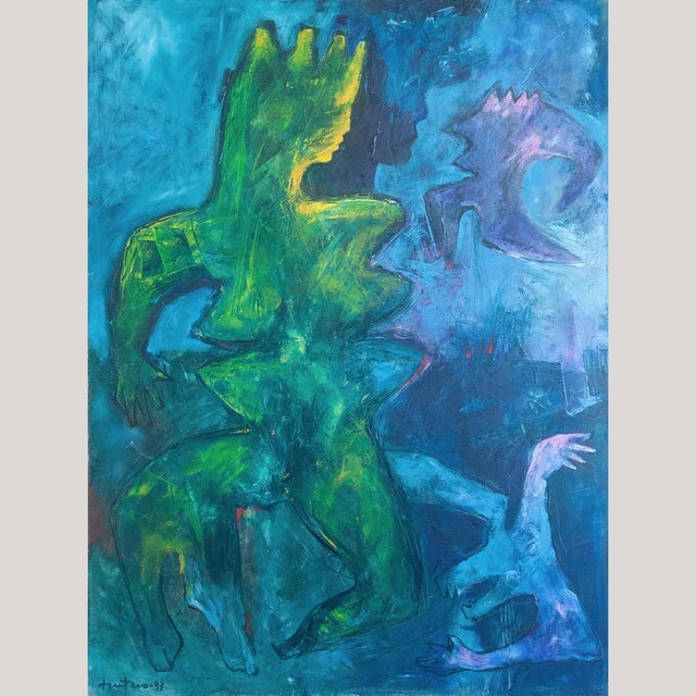 Follower of the Cobra Group, Abstract Figure Composition, 1990s, Oil on Panel For Sale - Image 8 of 8
