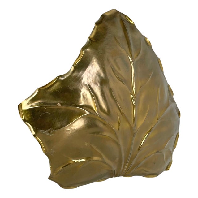 Brass Leaf Theatre Wall Light Sconce by Ravarini Castoldi, Milan, Italy, 1970s For Sale