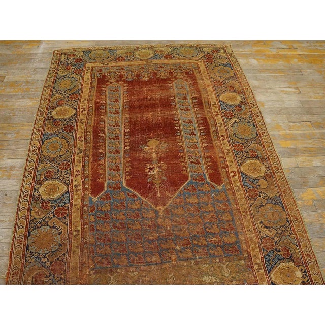 Tribal Traditional and Special in a Red Background Color Antique Turkish Ghiordes Prayer Rug For Sale - Image 3 of 12