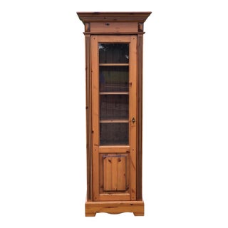 Narrow Pine Display Cabinet / Bookcase For Sale