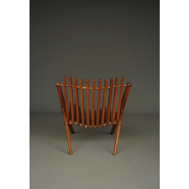 1950s Vintage Dutch Slatted Lounge Chair in Beech, 1950s For Sale - Image 5 of 15