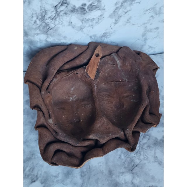 Late 20th Century Italian Sculpted Leather Mask Wall Hanging For Sale - Image 11 of 11