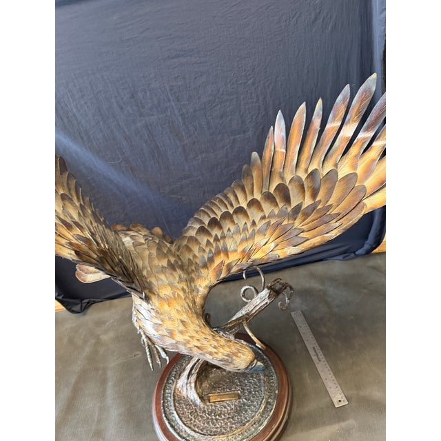 1980s Richard Prazen “Winged Monarch” Large Handcrafted Metal Eagle Sculpture For Sale In West Palm - Image 6 of 9