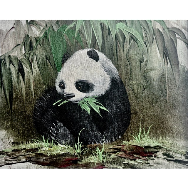 Title: Panda in Bamboo Forest Artist: Roger Hall (1914 - 2006) Style: Mid-Century Modernism, characterized by bold, often...