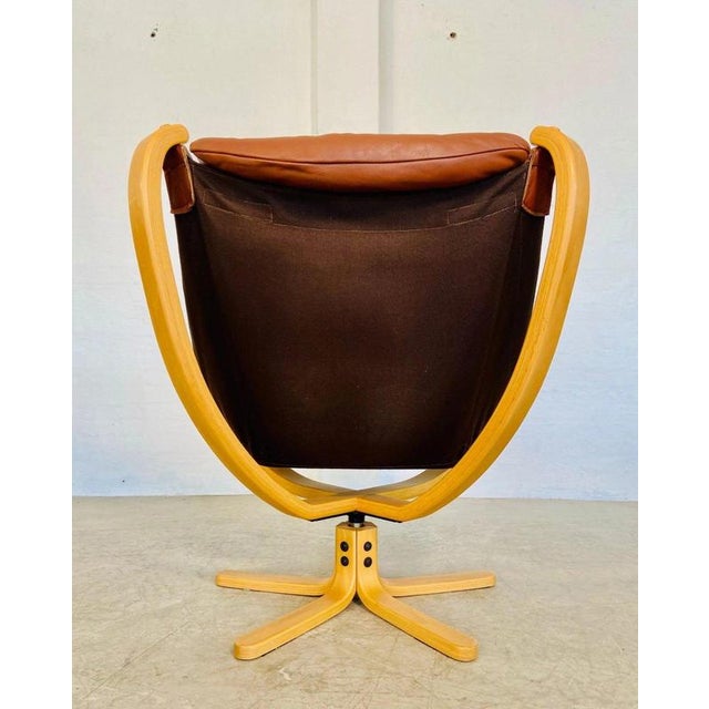 Brown Vintage Danish Svend Skipper Swivel Lounge Chair in Cognac Leather, 1970s For Sale - Image 8 of 18