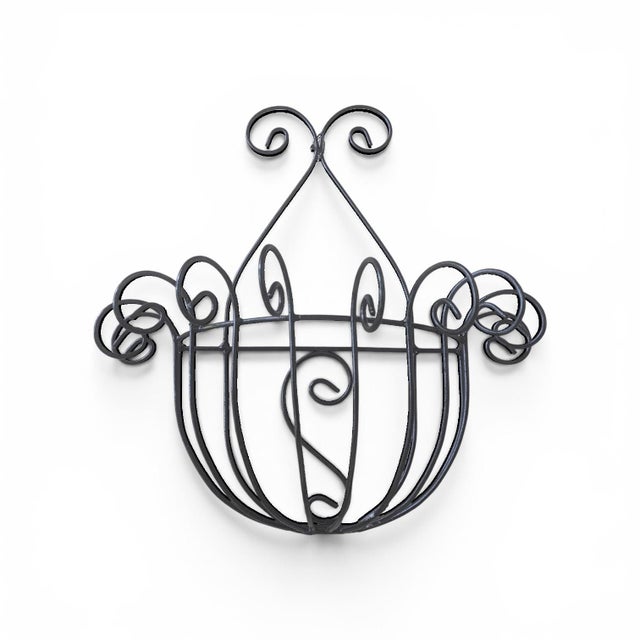 Vintage Wrought Iron Scrolled Wall Pocket Planter For Sale - Image 15 of 17