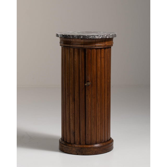Wood Early 19th Century France Rich Walnut Brown Fluted Walnut Pedestal Cabinet For Sale - Image 7 of 11