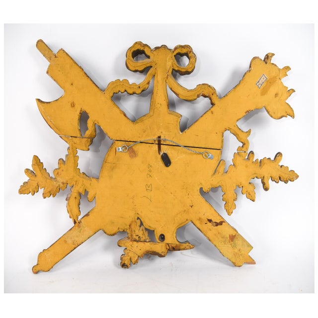 Vintage Carved Gilt Armorial Wall Crest Sculpture For Sale - Image 16 of 17