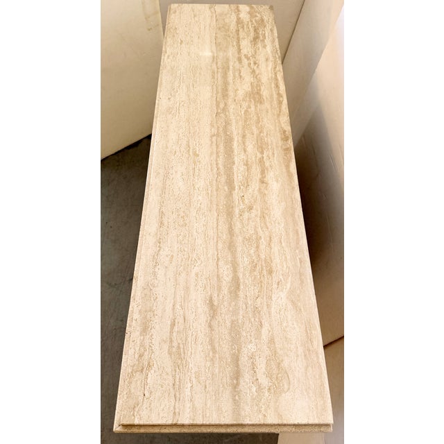 Italian Minimalist Travertine Console Table For Sale In Miami - Image 6 of 8