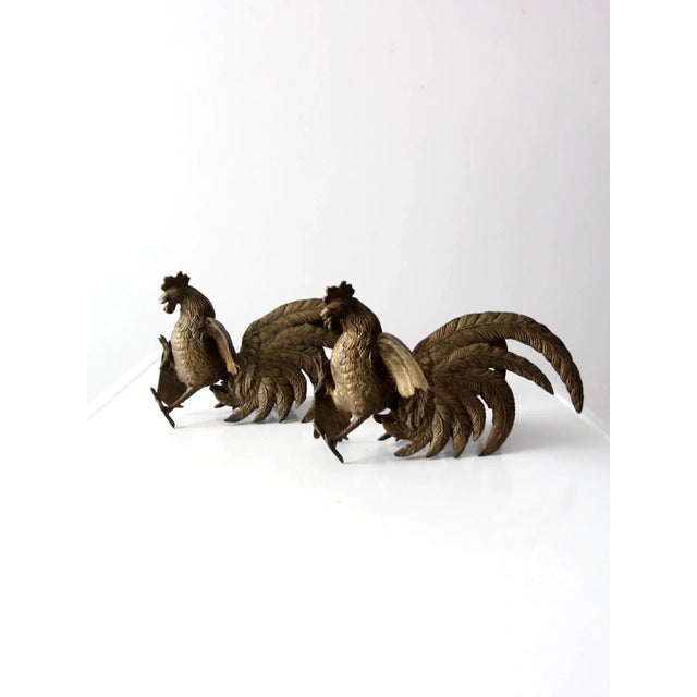 Antique Bronze Fighting Roosters Pair For Sale - Image 6 of 13