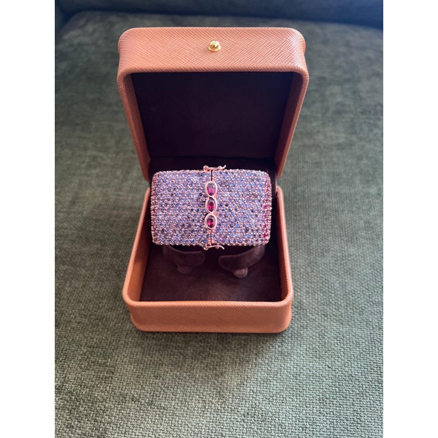 Gemstone Bochic "Capri" Ruby & Multi Purple Amethyst Bangle Set In 18K Gold & Silver For Sale - Image 7 of 18