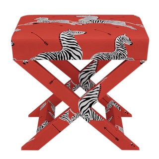 Scalamandre X Bench in Coral Zebra For Sale
