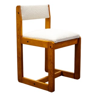Rustic Wooden Chair in Bouclé, 1970s For Sale