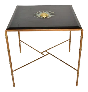 1950s Pepe Mendoza Square Table Solid Brass Malachite Mexico City