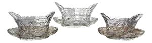 Georgian Irish Cut-Glass Bowls with Original Underplates, 1800s, Set of 3