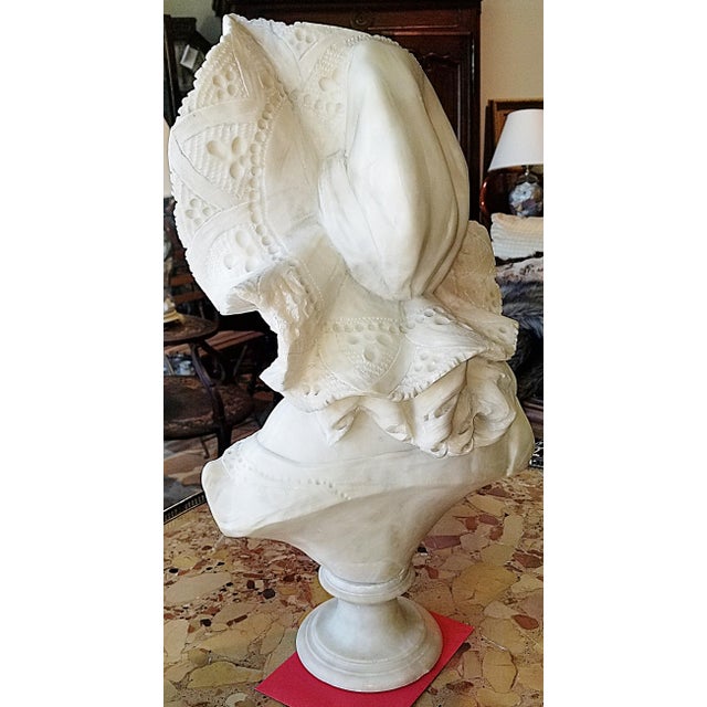 Italian Alabaster Marble Bust Figurine For Sale In West Palm - Image 6 of 8