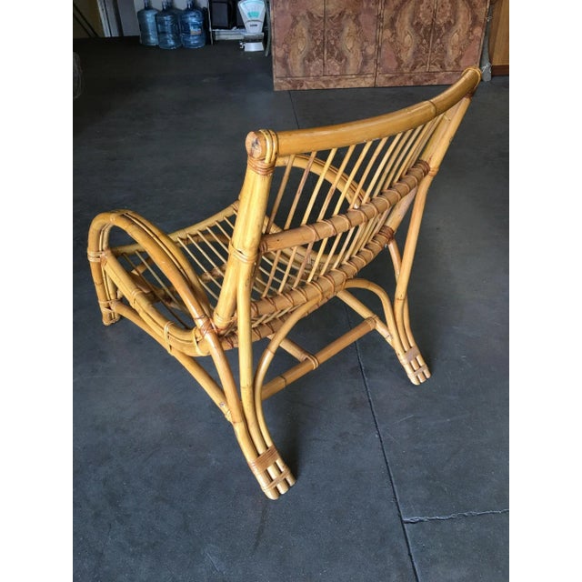 Wood Restored Two-Strand Slope Seat Rattan Chaise Lounge For Sale - Image 7 of 12