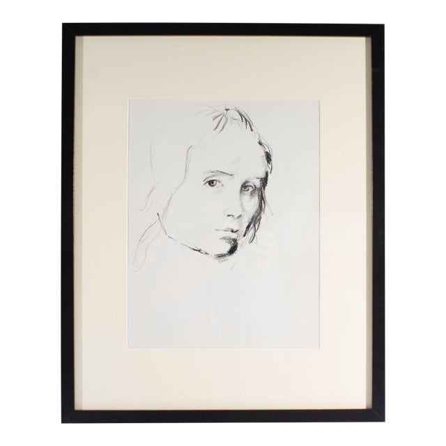 Charcoal Portrait Drawing by James L. Bruch For Sale