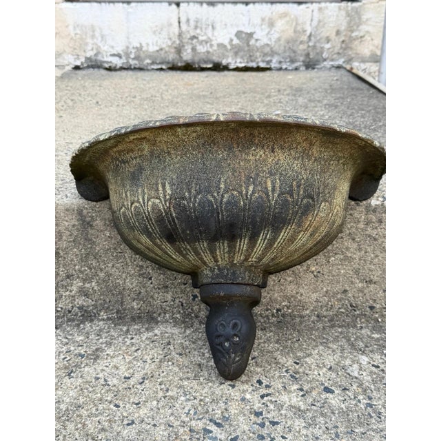 Green :ate 20th Century Neoclassical Style Cast Iron Wall Fountain Bowl Urn Lavabo Garden Planter Pot For Sale - Image 8 of 14