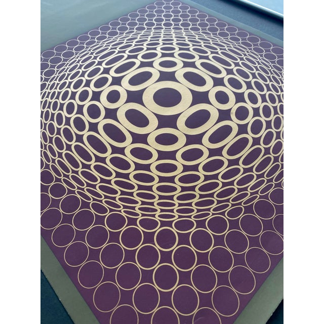 Vasarely Op Art Screenprint Entitled Vega-Tuz Framed in Chrome For Sale - Image 15 of 15